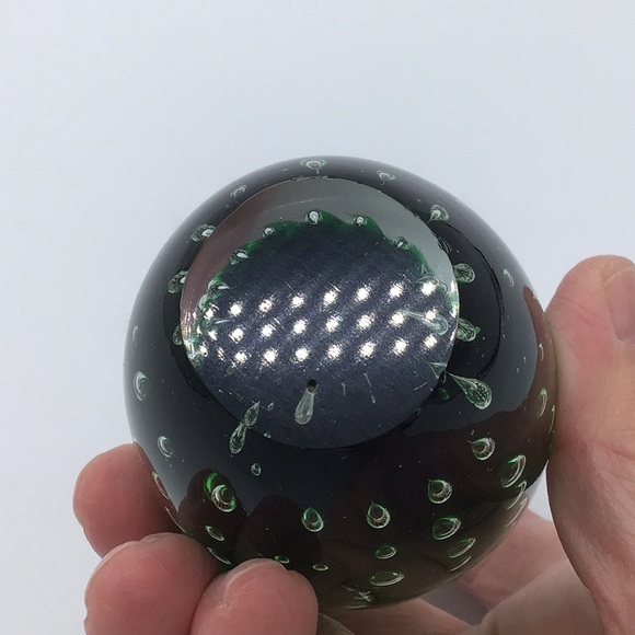 Art Glass Green Bullicante Paperweight - Picture 4 of 5